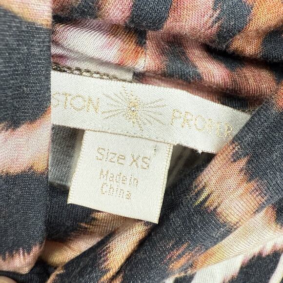 Boston Proper Bold Animal Print Turtleneck Top XS Long Sleeve Slim Fit Stretch - Picture 11 of 11